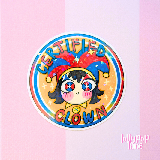 Certified Clown Glitter Sticker